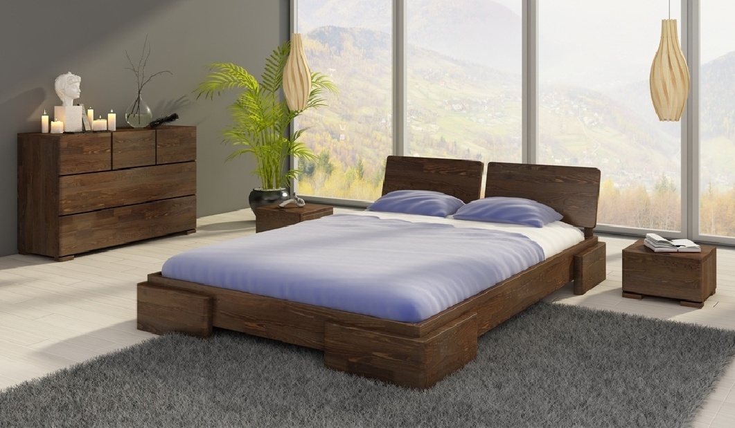 Manželská postel 200 cm Naturlig Jordbaer (borovice)