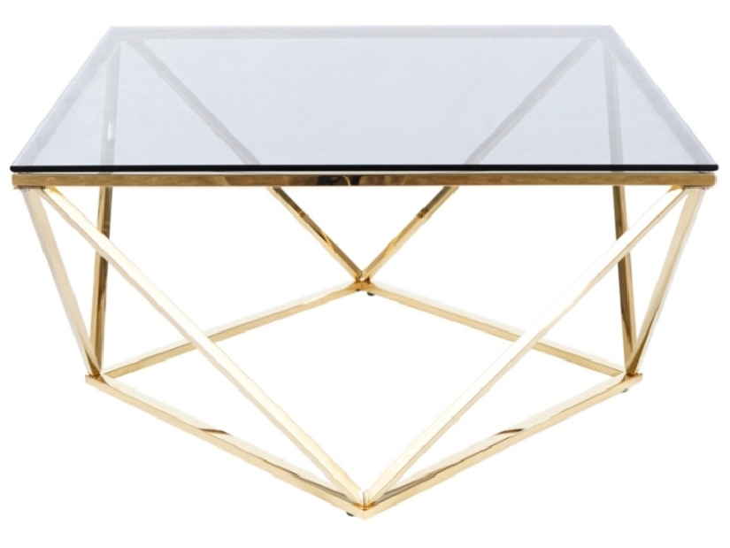 Konferenční stolek Sixta (sklo + zlatá)