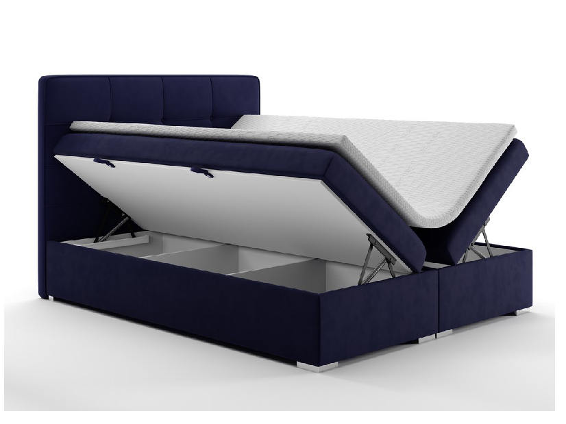 Kontinentální postel 160 cm Loty (tmavě modrá) (s úložným prostorem)