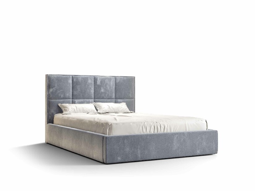 Manželská postel 140 cm Gino (světle modrá) (s roštem a úložným prostorem)