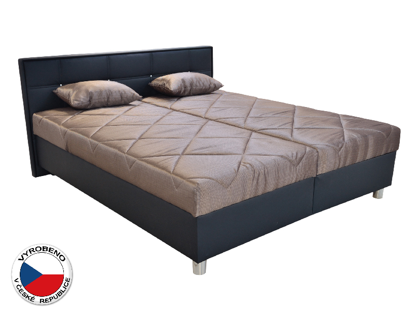 Manželská postel 180 cm Blanář Belfast (hnědá + černá) (s rošty a matracemi)