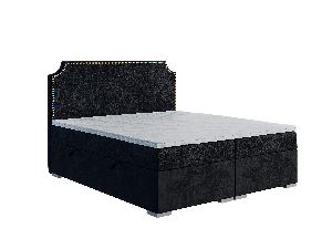 Manželská postel Boxspring 160 cm Lupin (černá) (s matrací a úl. prostorem)