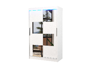Šatní skříň Lagneo (bílá) (s led osvětlením) (se zrcadlem)