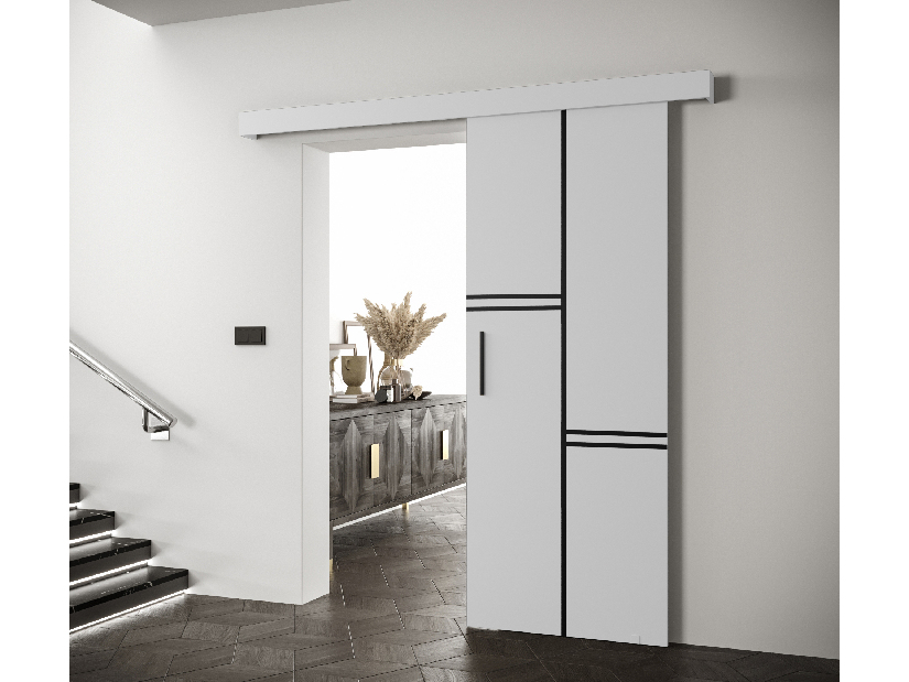 Posuvné dveře 90 cm Sharlene VIII (bílá matná + bílá matná + černá)