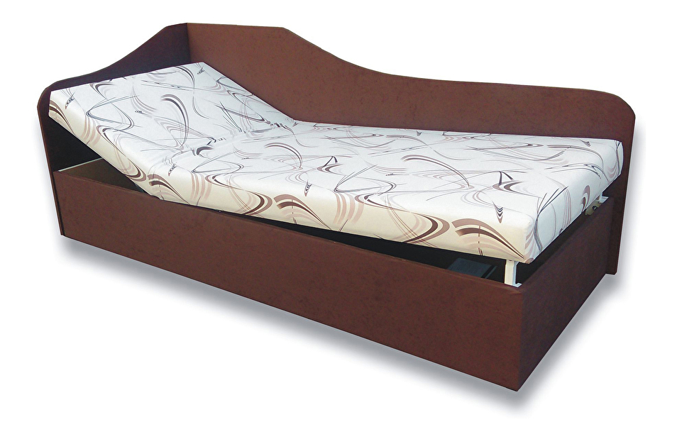 Jednolůžková postel (válenda) 90 cm Abigail (sand 10 + tmavě hnědá 40) (L) *výprodej