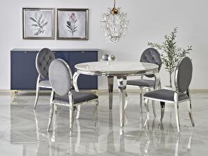Jídelní stůl Regino (bílý mramor + stříbrná) (pro 4 osoby)