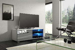 TV stolek/skříňka Mona 100 (bílá matná + šedý lesk)
