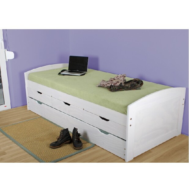 Rozkládací postel 90 cm Marinella (s roštem) (bílá) *výprodej