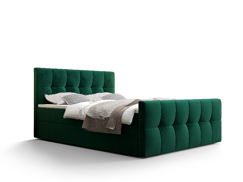 Manželská postel Boxspring 140 cm Macheta Comfort (olivová) (s matrací a úložným prostorem)