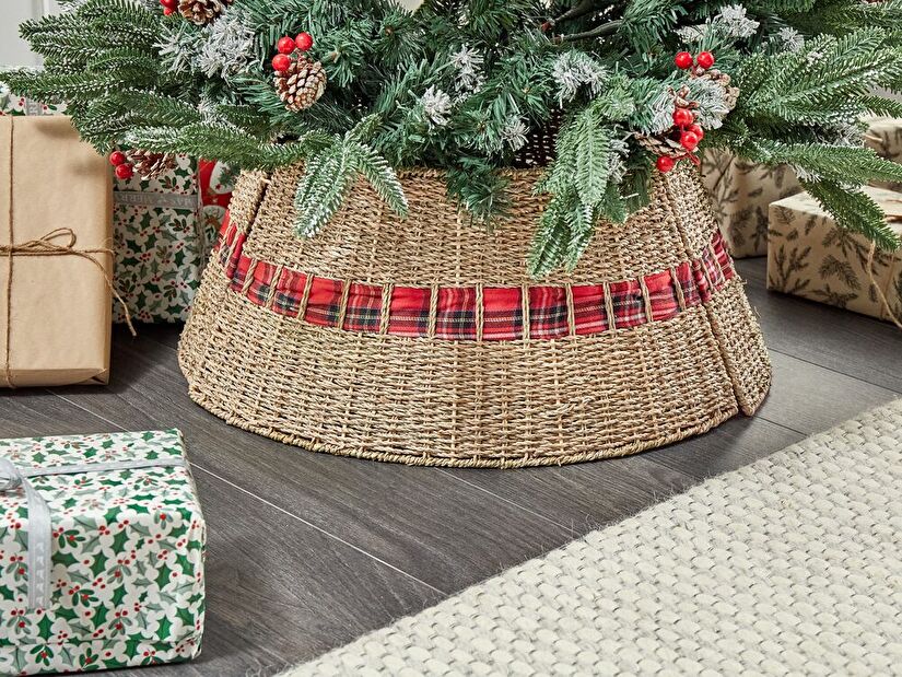 Ratanový kryt na stojan vánočního stromku ⌀ 60 cm Marza (béžová)