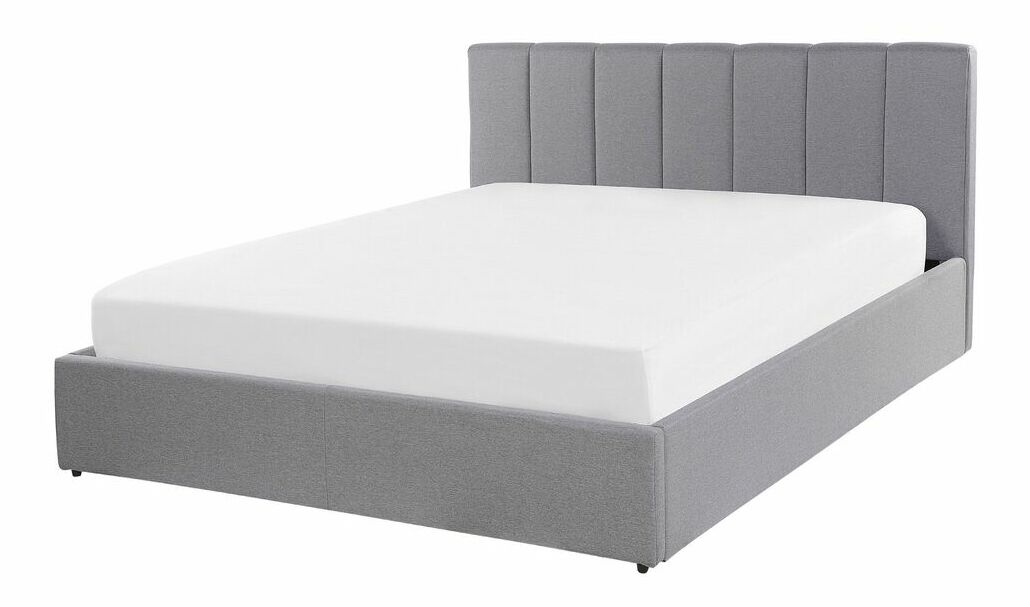 Manželská postel 140 cm DARGAN (šedá) (textil) (s roštem a úl. prostorem)