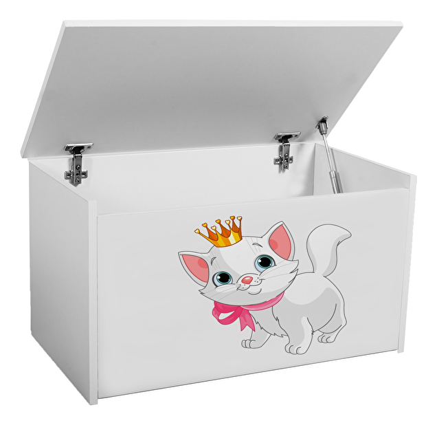 Úložný box pro děti Davina (bílá + kočka)