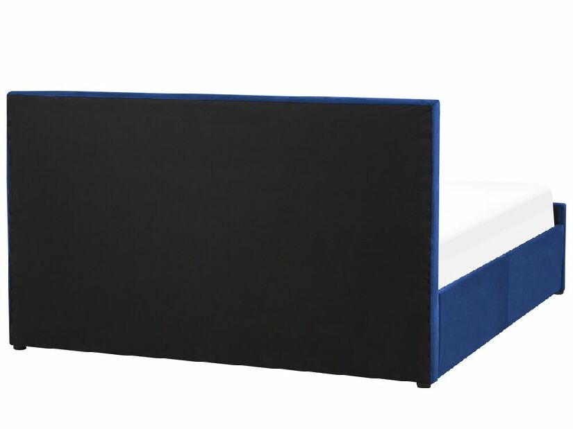 Manželská postel 160 cm Rhett (modrá) (s roštem a úložným prostorem)