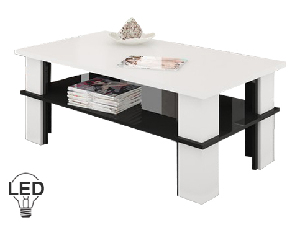 Konferenční stolek Fernhill 2 (bílá + lesk černý)