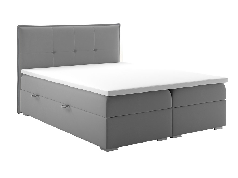 Manželská postel Boxspring 160 cm Carla (šedá)(s úložným prostorem)