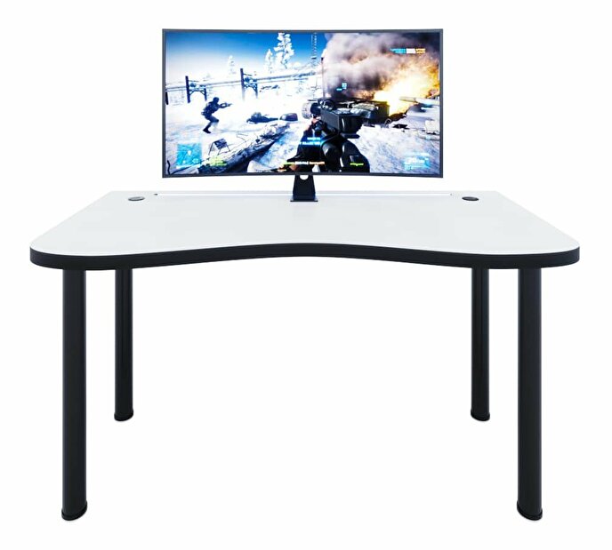 Herní pc stůl Gamer Y (bílá + černá) (s RGB LED osvětlením)