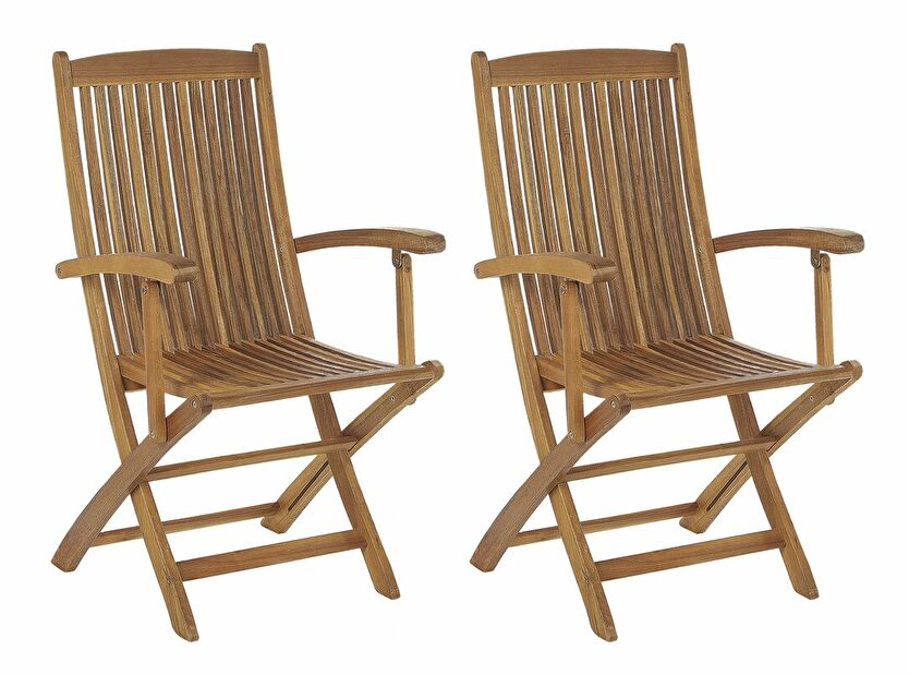 Set 2 ks. zahradních židlí Mali (světlé dřevo)