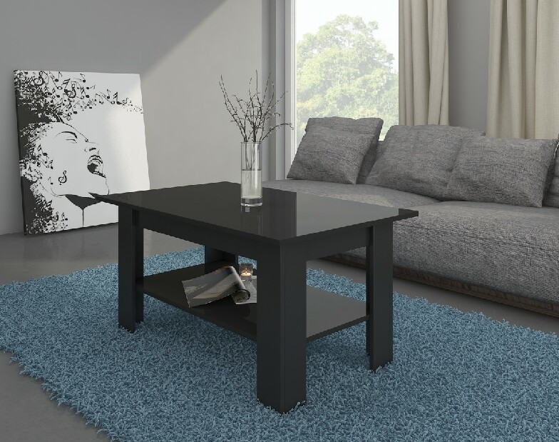 Konferenční stolek Elaiza (černá + lesk černý) *výprodej