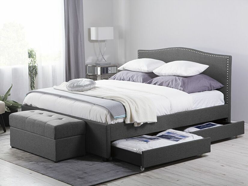 Manželská postel 180 cm MONTHY (s roštem a úl. prostorem) (šedá)