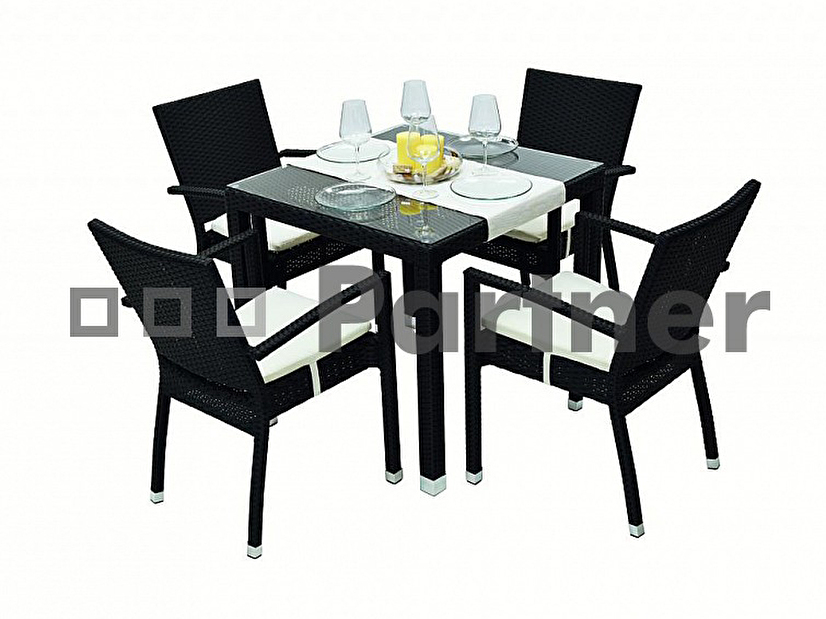 Zahradní stůl Napoli (černá) (um. ratan)