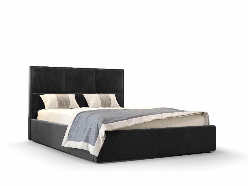 Manželská postel 140 cm Elna (černá) (s roštem a úložným prostorem)
