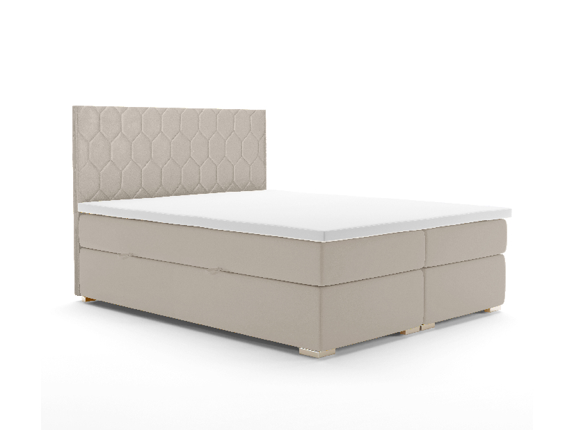 Kontinentální postel 180 cm Piranno (béžová) (s úložným prostorem)