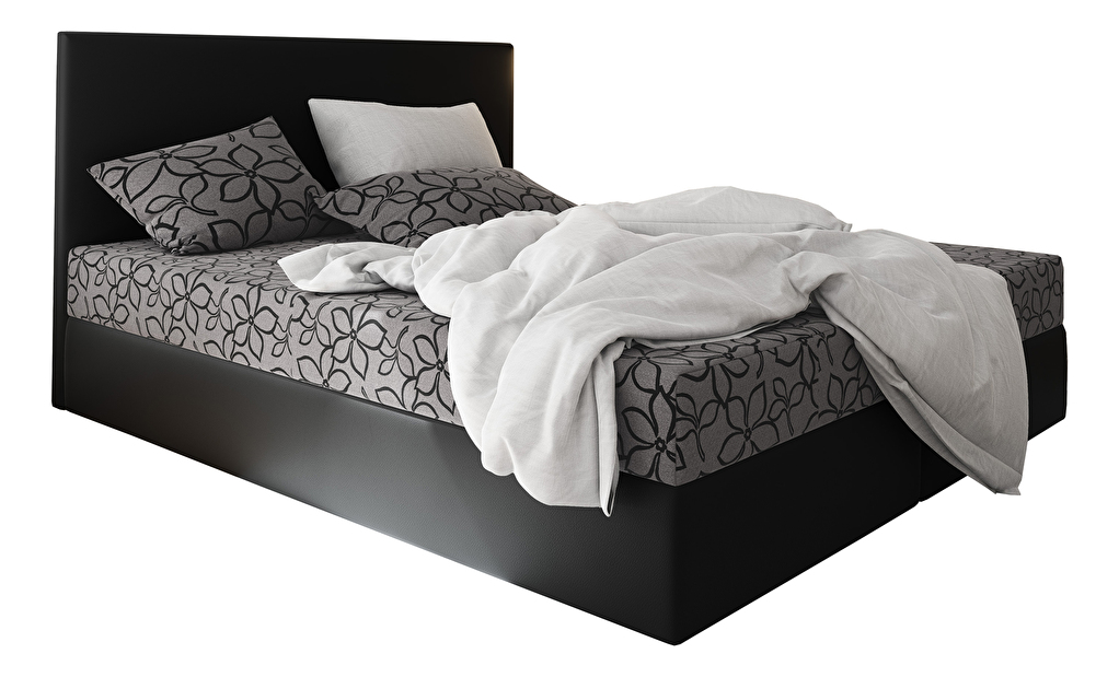 Manželská postel Boxspring 140 cm Lilac (vzor + černá) (s matrací a úložným prostorem)