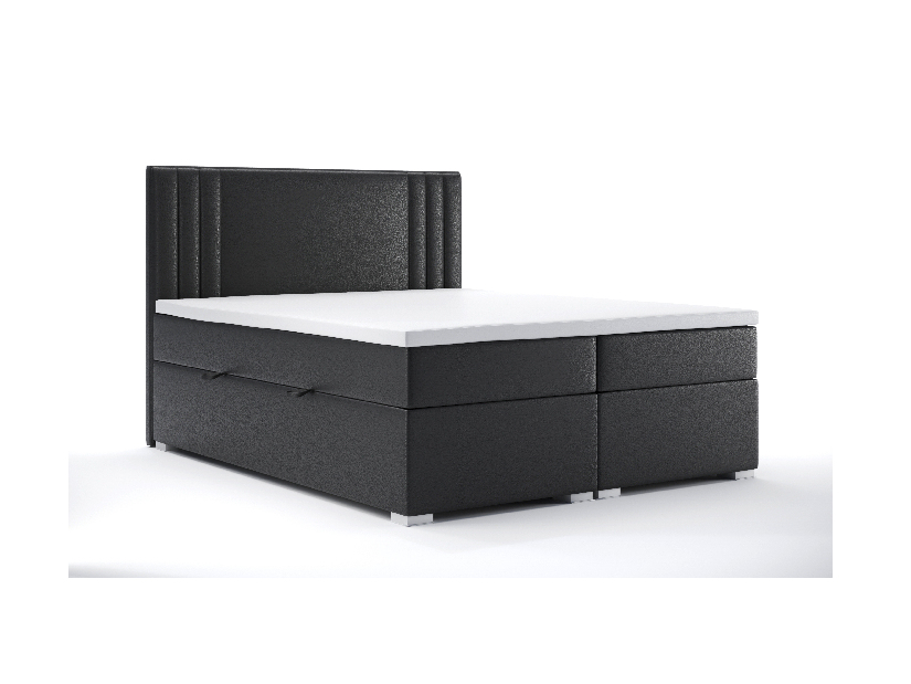 Manželská postel Boxspring 180 cm Morcano (černá ekokůže) (s úložným prostorem)