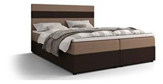 Manželská postel Boxspring 140 cm Locos (světlohnědá + tmavě hnědá) (s matrací a úložným prostorem)