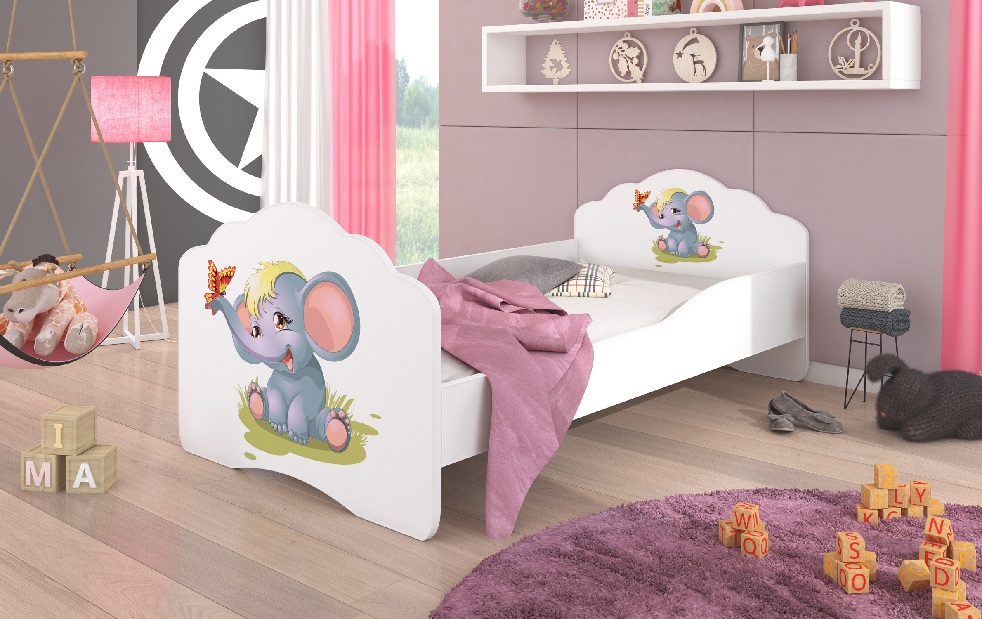 Dětská postel 140x70 cm Cassi (S roštem a matrací) (sloník)