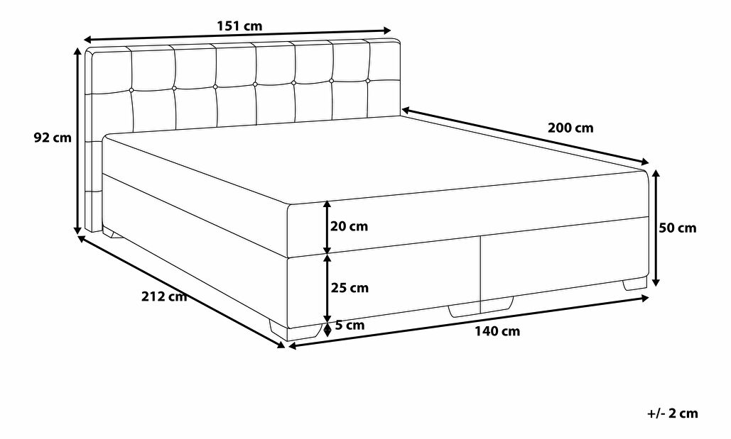 Manželská postel Boxspring 140 cm ADIR (s matrací) (šedá)