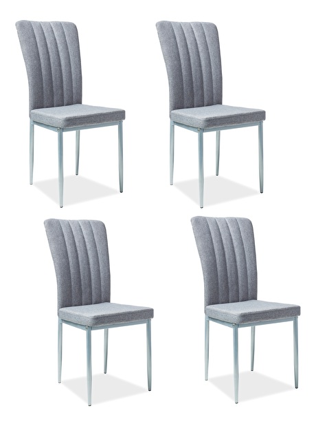 Set 4 ks. jídelních židlí Jan (šedá + stříbrné nohy) *výprodej