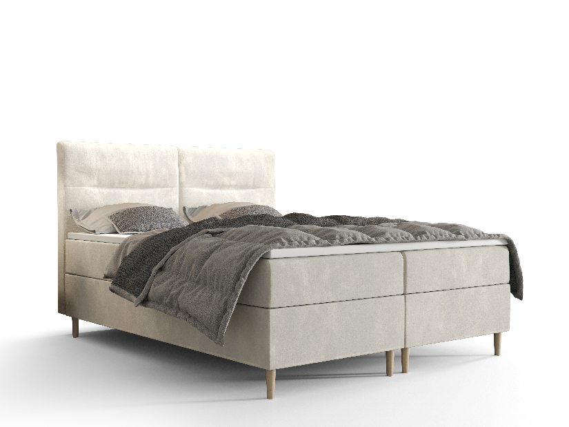 Manželská postel Boxspring 180 cm Saruta (béžová) (s matrací a úložným prostorem)