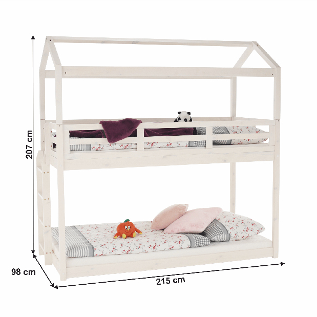 Dětská patrová postel 90 cm Zerlo (s rošty)