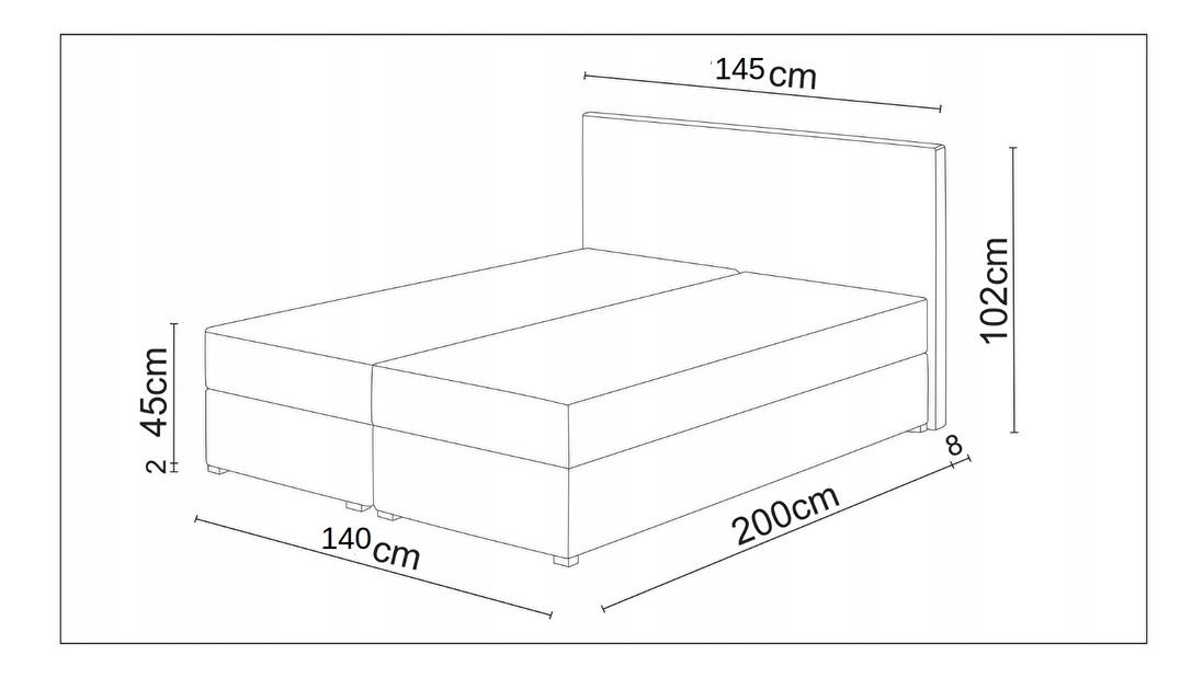 Manželská postel 140 cm Futura Kloe Eko (s matrací a roštem) (černá)