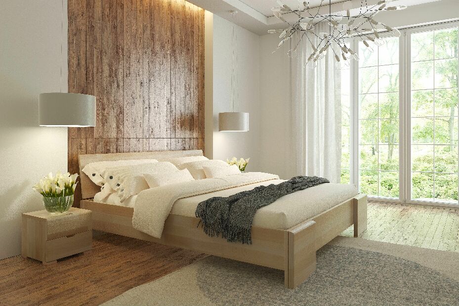 Manželská postel 160 cm Naturlig Blomst High BC (buk) (s roštem)