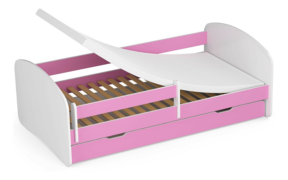Dětská postel Pranshi III (růžová) (s matrací)
