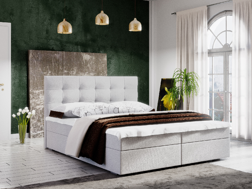 Manželská postel Boxspring 160 cm Fade 2 (béžová) (s matrací a úložným prostorem)