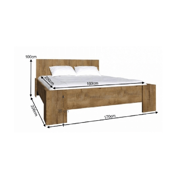 Manželská postel 160 cm Modestus L1 (s roštem)