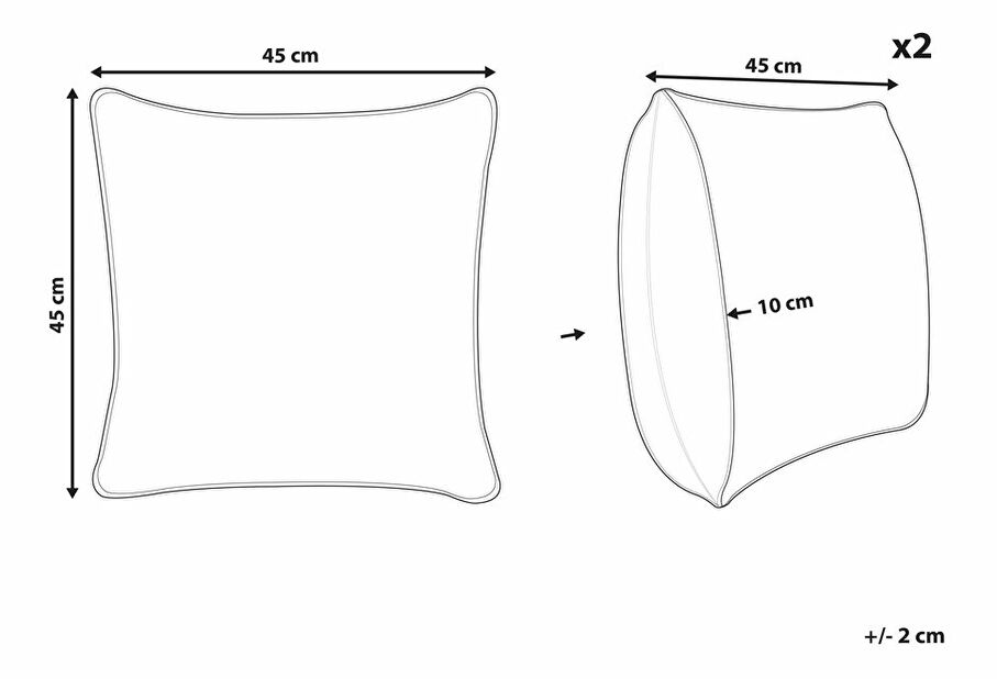 Sada 2 ozdobných polštářů 40 x 60 cm Loan (bílá)