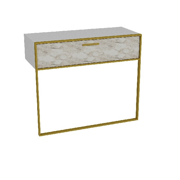 Konzolový stolek Poppy (Zlatá + Bílá)