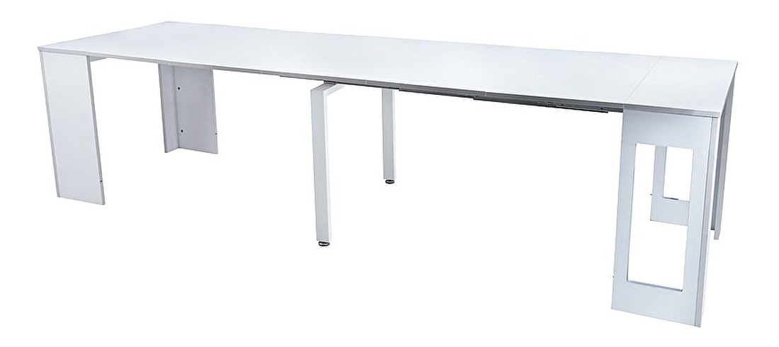 Rozkládací jídelní stůl 60-300 cm Raye (bílá + bílá) (pro 8 a více osob)