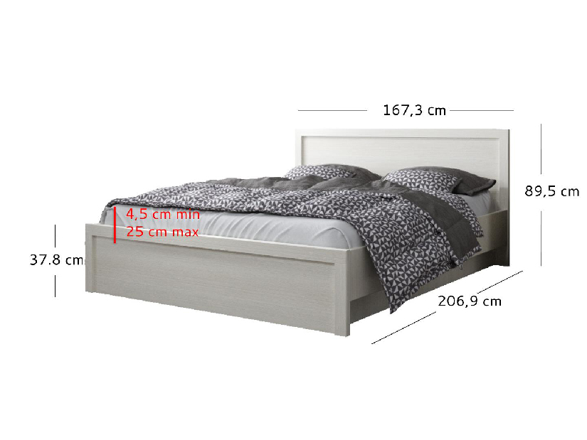 Manželská postel 160 cm Jolene (bílá) (s roštem)