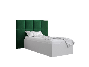 Jednolůžková postel s čalouněným čelem 90 cm Brittany 4 (bílá matná + zelená) (s roštem)