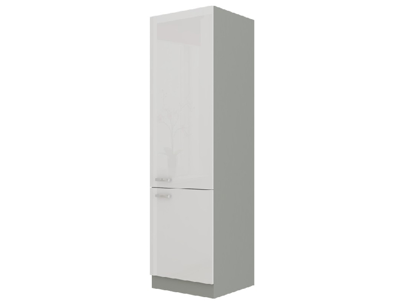 Potravinová kuchyňská skříňka na ledničku Brunea 60 LO-210 2F (šedá + lesk bílý)