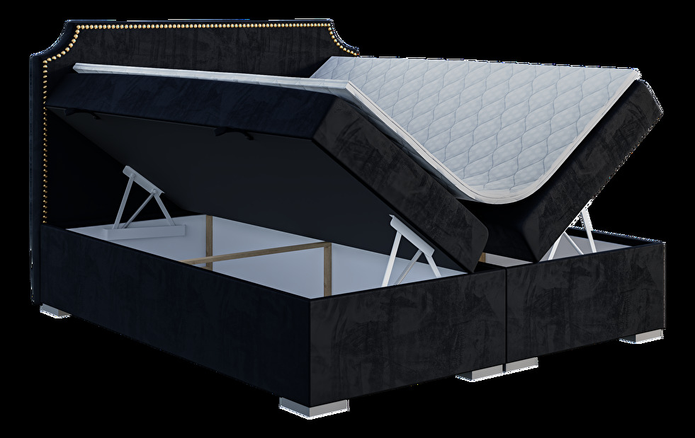 Kontinentální postel 140 cm Lupin (černá) (s matrací a úl. prostorem)