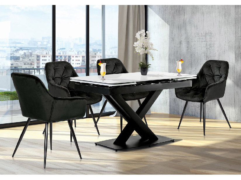 Jídelní stůl Hefin-450m-BK (černá + bílá) (pre 4 až 6 osob)