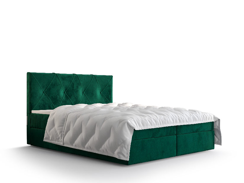 Manželská postel Boxspring 180 cm Athena (olivová) (s matrací a úložným prostorem)