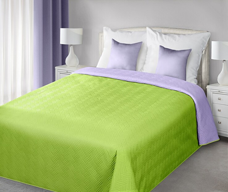 Přehoz na postel 240x220cm Fala (fialová + zelená)