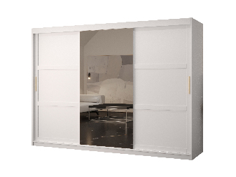 Šatní skříň Riven 2 250 (bílá matná) (se zrcadlem)